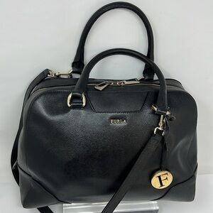 Furla Dolly Satchel Black Pebbled Leather Shoulder Handbag Satchel